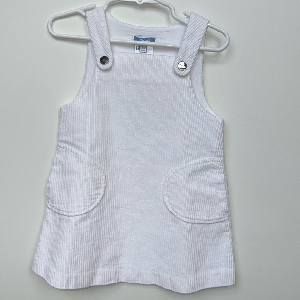 Jacadi White Corduroy Jumper Dress